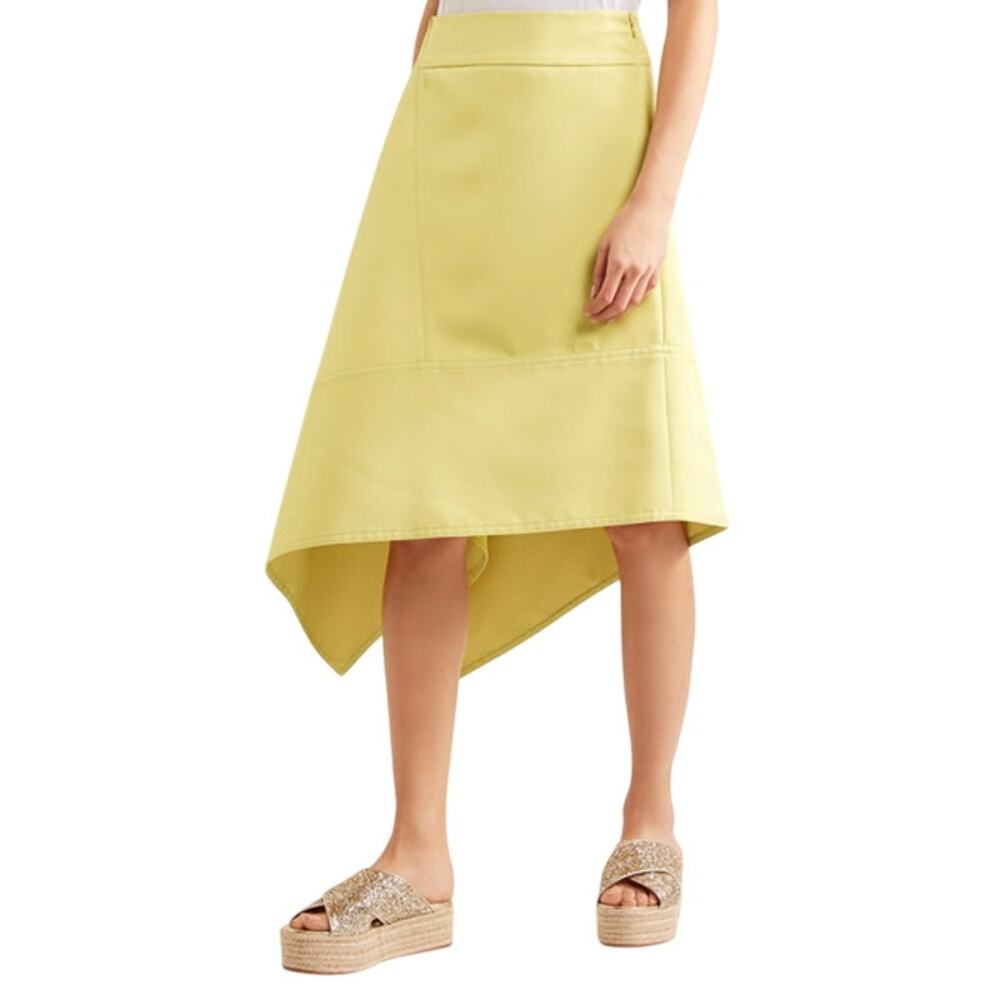 Marni Asymmetric Tulip Paneled Twill A-Line Midi Skirt Yellow Women's Size 38